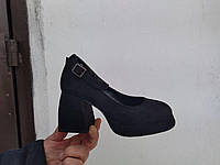 Туфли женские экозамшевые на каблуке с ремешком Lino Marano