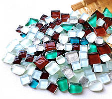 Набір шматочків мозаїки камінці мікс Білий, коричневий 200 гр 150-170 шт декоративні каміння для декору