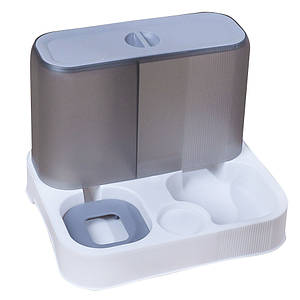 Миска для котів собак з автоматичною поїлкою та кормом Taotaopets 193306 Gray + White