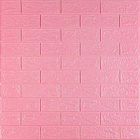 Go Стеновая 3D панель мягкая самоклеющаяся декоративная 3д самоклейка обои кирпич Розовый 700х770х3мм (004-3)