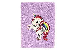 Блокнот A5 80арк., в клітинку, хутряна обкладинка з аплікацією, світиться ООПТ Єдиноріг 5144