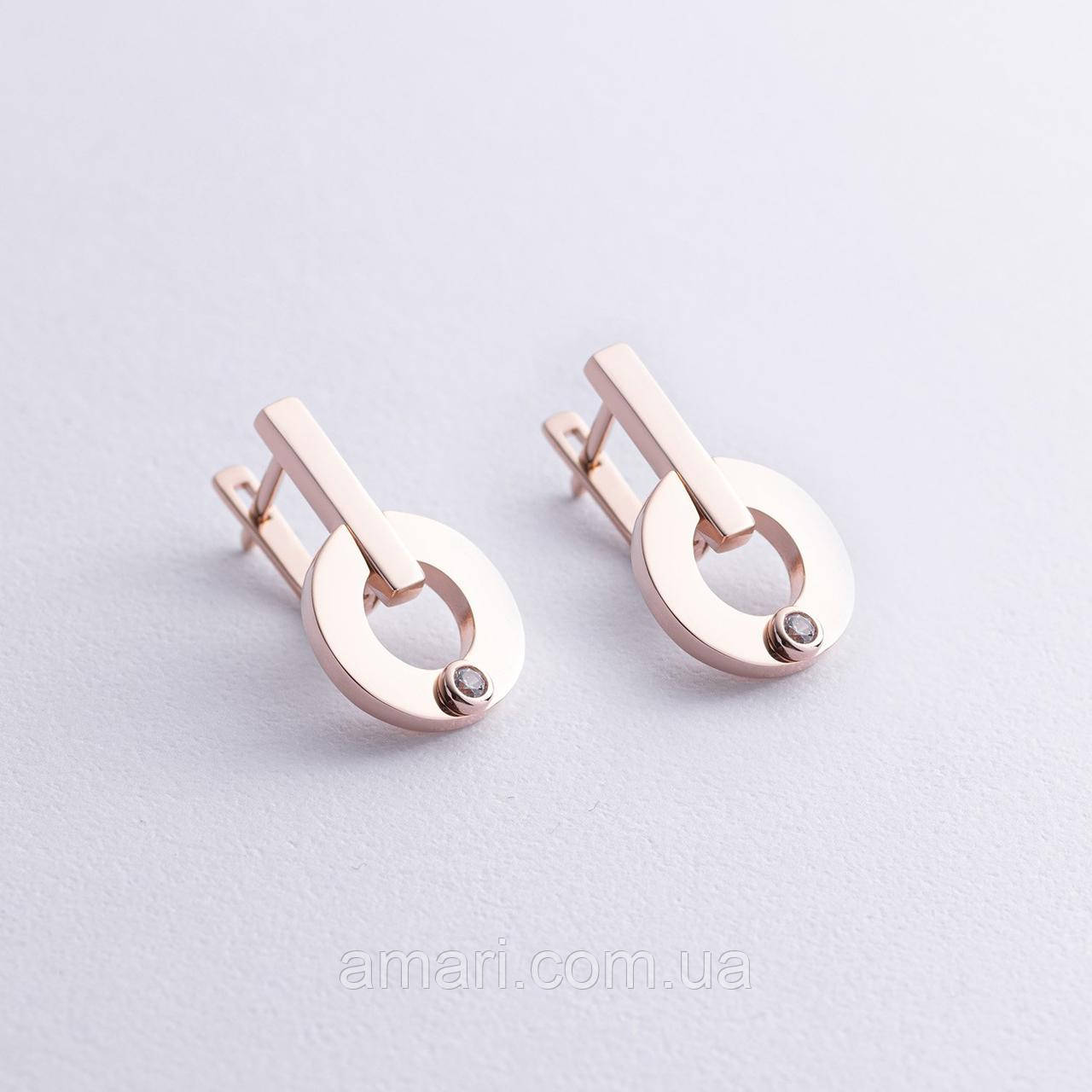 Сережки "Alison" з фіанітами (червоне золото) 
с08828, фото 1