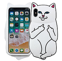 Дерзкий белый чехол для iphone Х XS - Кот с факом
