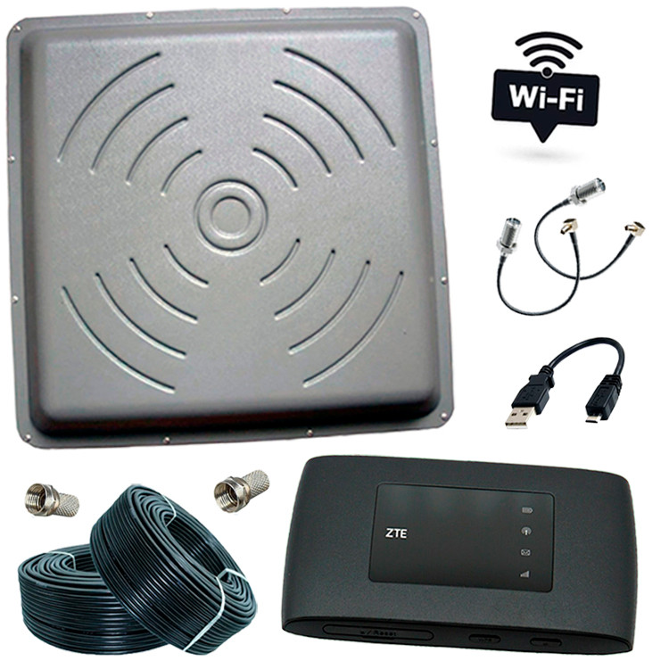 4G Wi-Fi комплект Інтернет для села і приватного будинку в місті з потужною антеною 24 ДБ (роутер ZTE MF 920)
