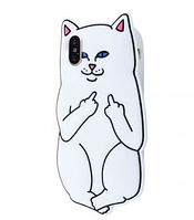 Дерзкий белый чехол для iphone ХR - Кот с факом