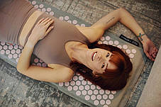 Килимок акупунктурний з подушкою 4FIZJO Eco Mat XL Аплікатор Кузнєцова Grey/Pink (P-5907739313607), фото 4