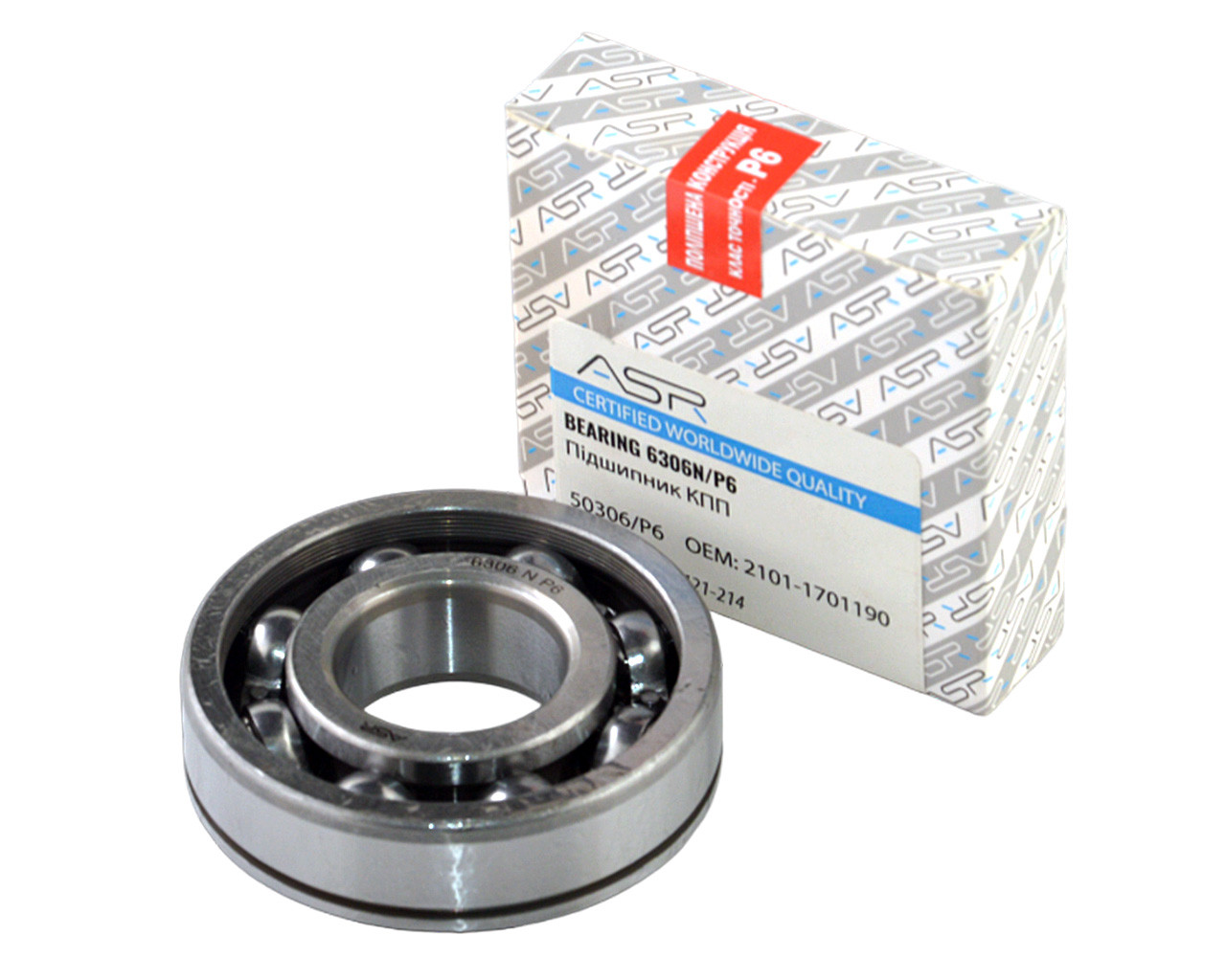 Підшипник КПП ВАЗ 2101-07, 2121-214 вал вторинний, середня опора, РК ВАЗ 2121 (6306N/P6) "Покращена