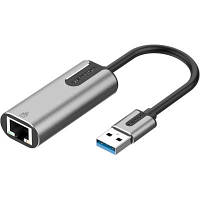 Переходник USB 3.0 to Ethernet RJ45 1000Mb Aluminum black Vention (CEWHB) d