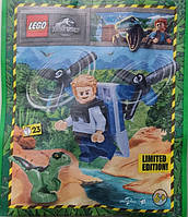 Конструктор LEGO Jurassic World minifigures Owen with Jet Pack and Raptor paper bag, минифигурка Лего Мир