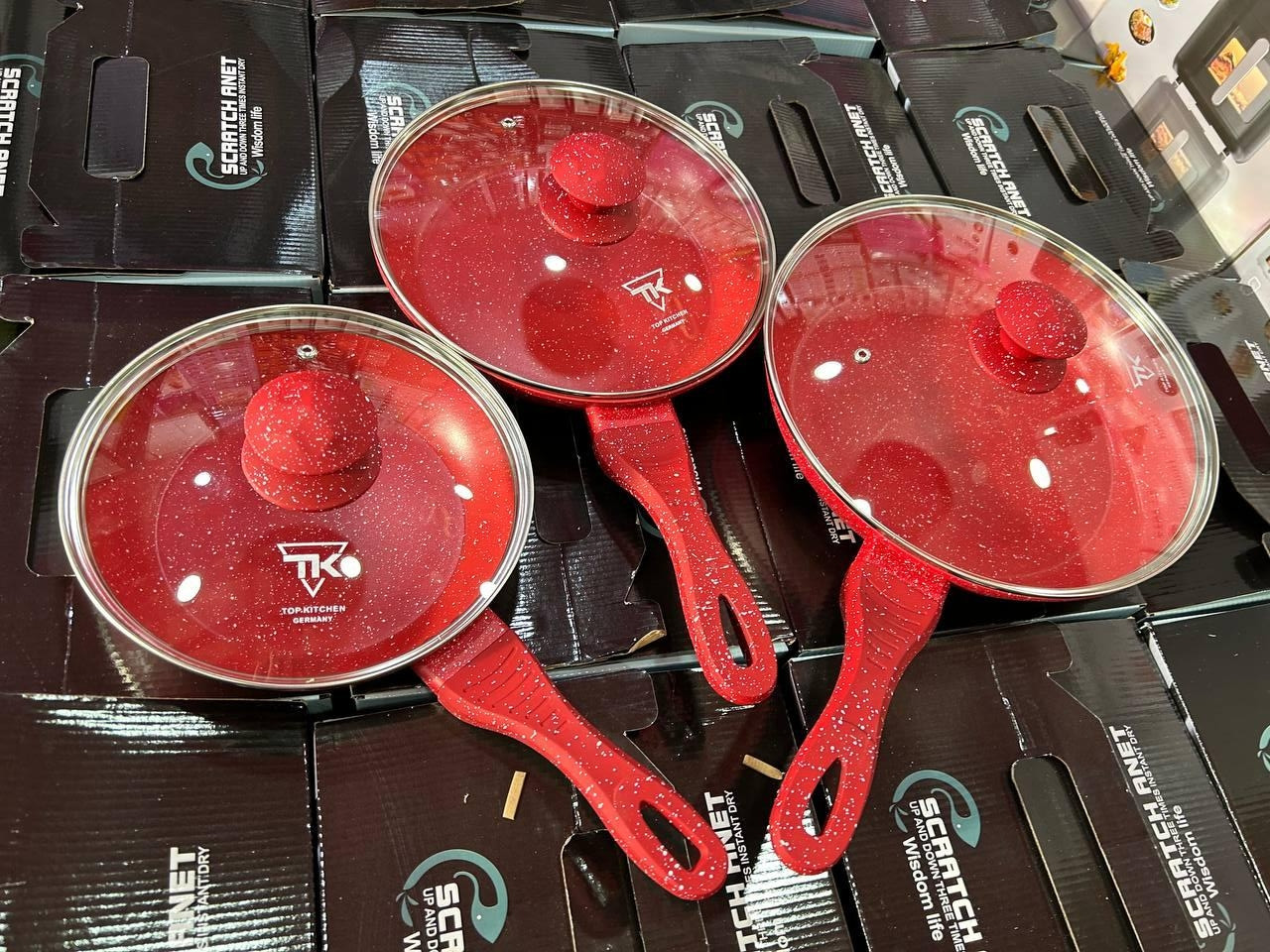 Набір сковорідок Top Kitchen TK00093 (20 см, 24 см, 28 см) мармурове покриття