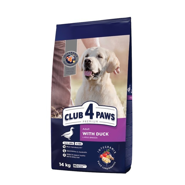 Акція! Club 4 Paws Large Breeds клуб 4 лапи сухий корм для собак великих порід, качка 14 кг