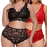 Жіночий комплект білизни з високими трусиками червоного кольору, фото 4