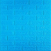Стеновая 3D панель мягкая самоклеющаяся декоративная 3д самоклейка обои кирпич Синий 700х770х5мм (003-5)