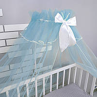 Балдахін на дитяче ліжечко з легкої дихаючої євро-сітки (євро-фатін) 3х1,7 метри - Блакитний