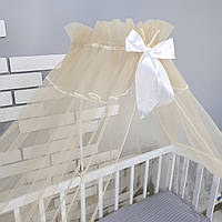 Балдахін на дитяче ліжечко з легкої дихаючої євро-сітки (євро-фатін) 3х1,7 метри - Бежевий