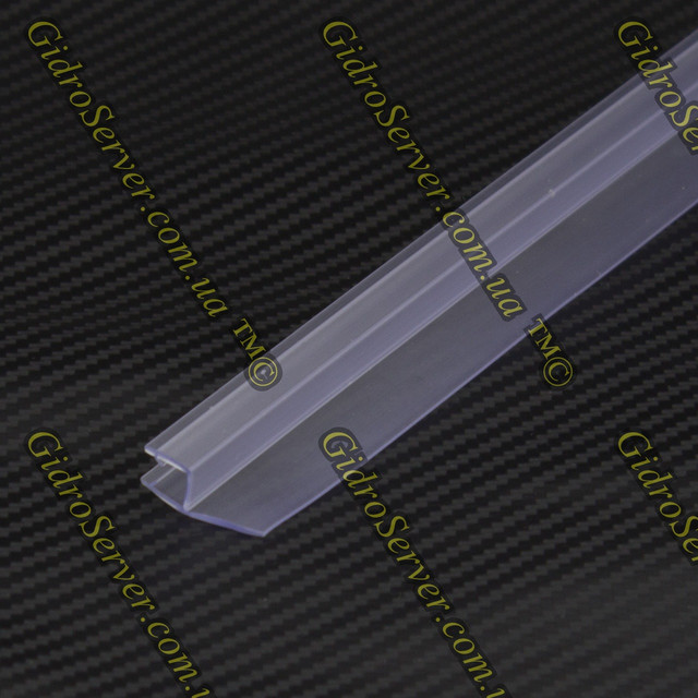 Ущільнювач для душових кабін U-08 встановлюється на торці скляних дверей, довжина вії 20 мм.