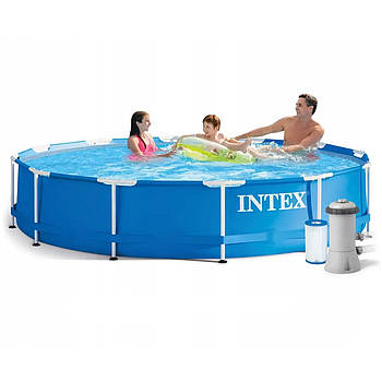Каркасний круглий басейн + фільтр (366х76см, 6503 л) Intex 28212 Синій