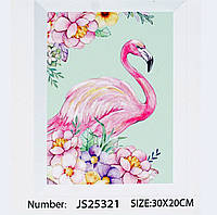Алмазна мозаїка JS 25321 20х30 см, "Рожевий фламінго", в коробці