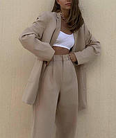 Женский классический костюм, пиджак и штаны, бежевый