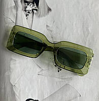Солнцезащитные очки женские в широкой оправе Зеленый (14551)