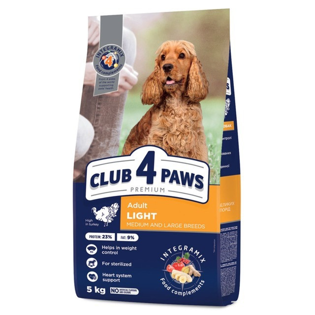 Club 4 Paws Medium & Large Breeds Light Клуб 4 лапи сухий корм для середніх і великих собак, контроль ваги, 5кг