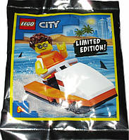 Конструктор LEGO City minifigures Guy on Water Scooter foil pack, мініфігурка Лего Сіті Водний мотоцикл, 952008, полібег