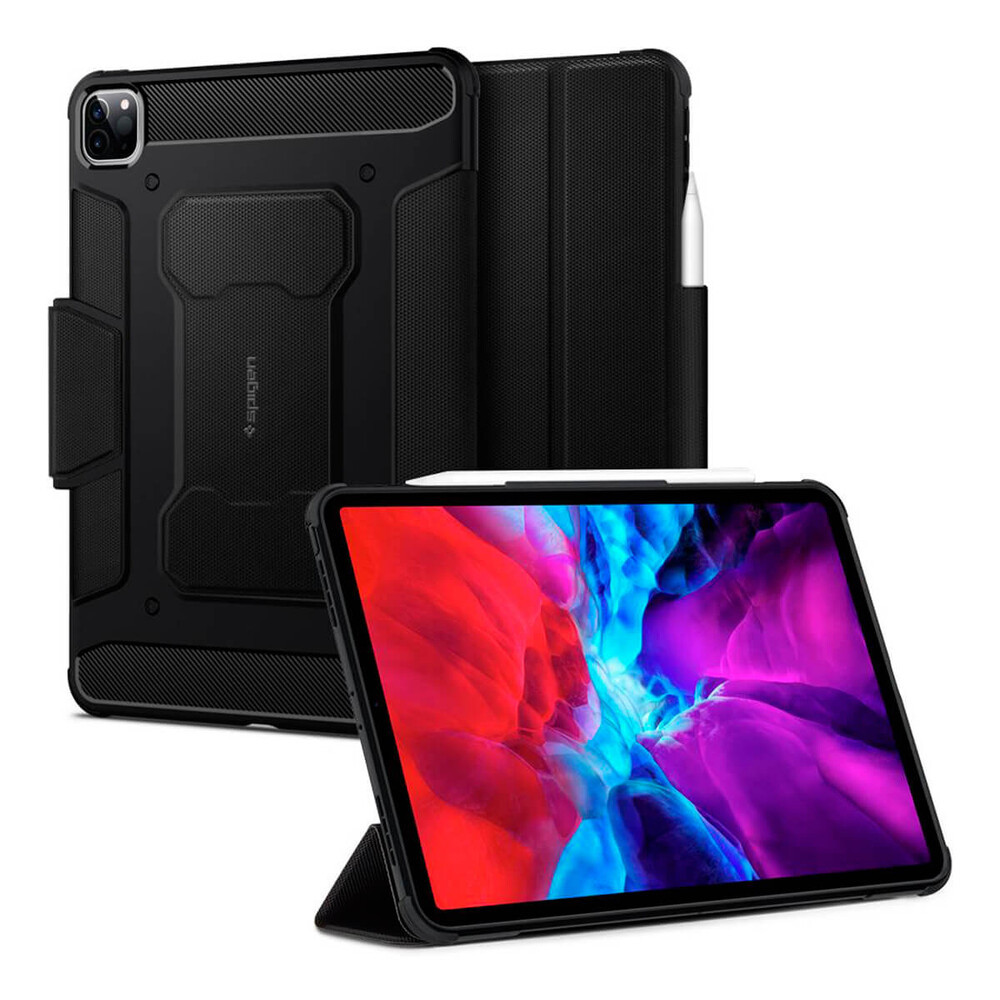 Противоударный чехол-подставка Spigen Rugged Armor Pro Black для iPad Pro 11" (2020 | 2018) - фото 1 - id-p2084422276