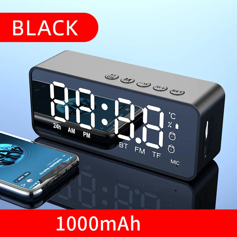 Годинник з акумулятором дзеркальні, будильник, термометр, Bluetooth колонка з FM G-50