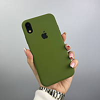 Силіконовий чохол на Айфон Хр (10р) із закритим низом. iPhone Xr Army green (45)