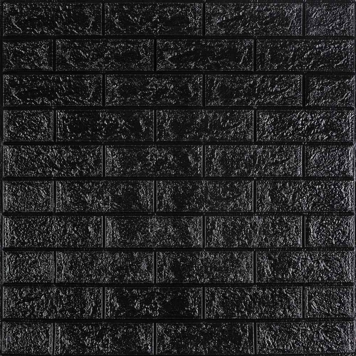 3D панель самоклеюча цегла  Чорна 700х770х3мм (019-3) SW-00000584, фото 1