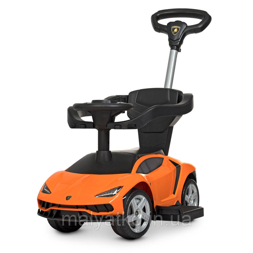 Каталка-толокар із батьківською ручкою Bambi Porsche ОРАНЖЕВА арт. 3726-7