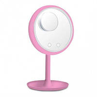 Зеркало косметическое настольное с подсветкой и вентилятором Beauty Breeze Mirror розовый