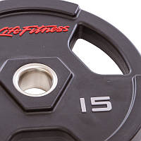 Диски полиуретановые для штанги LIFE FITNESS GC-80154-15 51мм 15кг черный топ