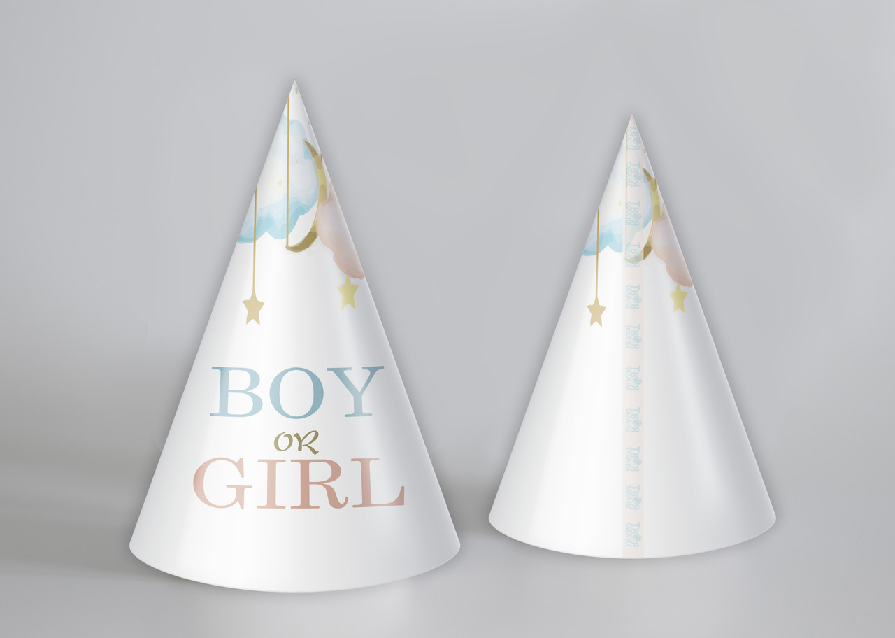 Ковпачок паперовий Твоя Забава "Boy or Girl" білий 20шт.