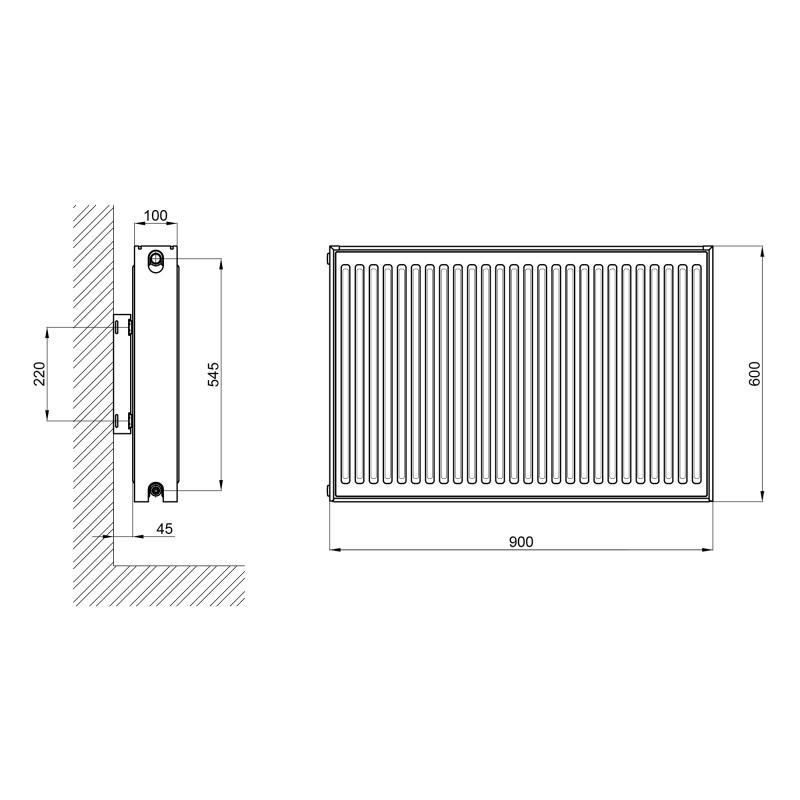 Радиатор стальной Thermo Alliance 22 тип 600х900 боковое подключение - фото 2 - id-p2084436242