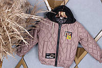 Демисезонная куртка стеганная детская под резинку для мальчика 4-8 лет цвет капучино