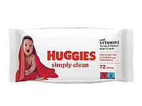 Вологі серветки 72шт simply clean HUGGIES