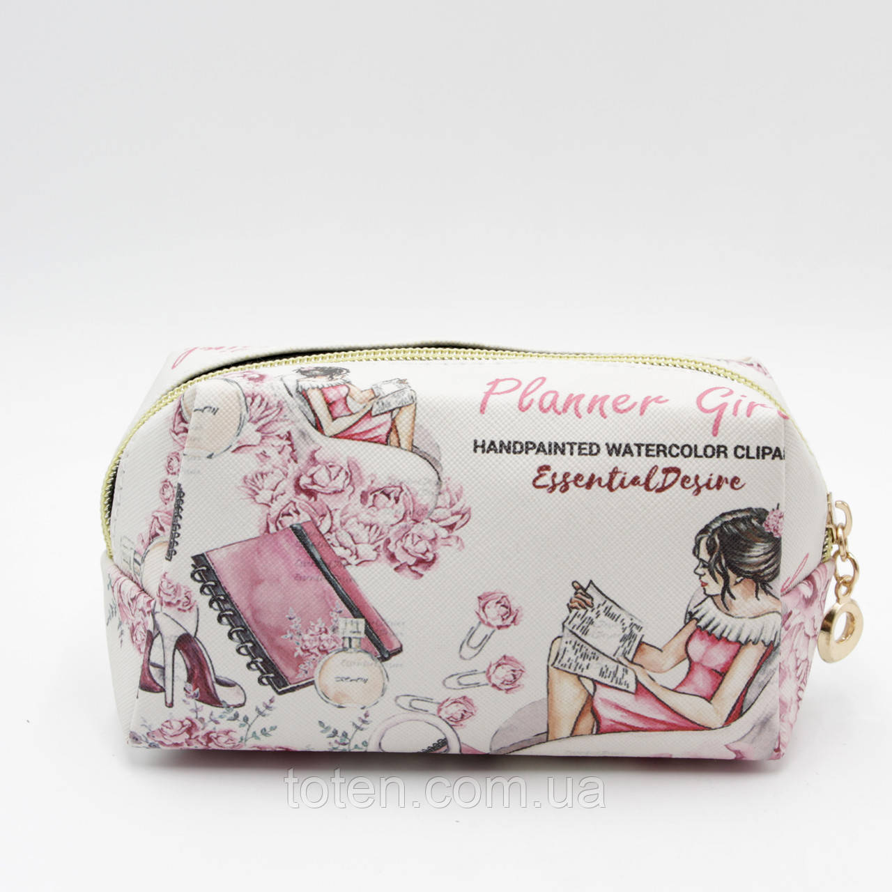 Косметичка маленькая розовая Planner Girl, удобная сумка-косметичка дорожная из кожзама топ