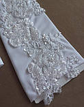 Весільні рукавички без пальців в білому відтінку, фото 3