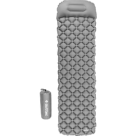 Надувний килимок Outtec 195x55x5см з подушкою, сірий, туристичний, для кемпінгу, поліестер, легкий