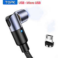 Кабель для зарядки телефона магнитный USB Topk rotation 540° с коннектором miсro USB. 2 метра.