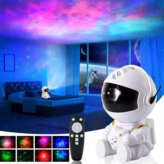 Нічник-проєктор зоряного неба астронавт, нічник дитячий світильник USB нічник зоряне небо космонавт дитині