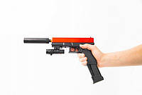 Пистолет детский (стреляет орбизами, оптический прицел с подсветкой, глушитель, очки, пакетик орбизов) 817-2