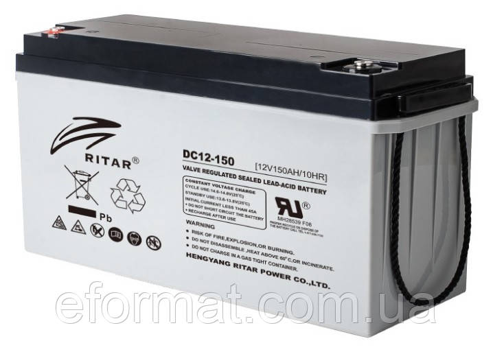 Акумуляторна батарея AGM RITAR DC12-150, Gray Case, 12 V 150 Ah (483х170х241),Q1/24