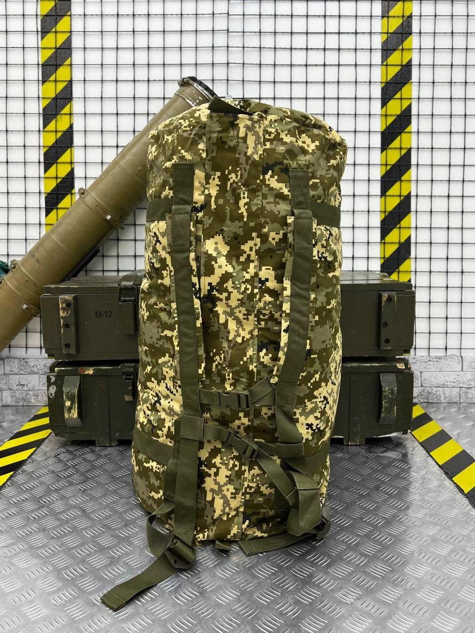 Тактический баул Kiborg 120 литров пиксель, армейский баул для транспортировки вещей водонепроницаемый - фото 3 - id-p2084555103