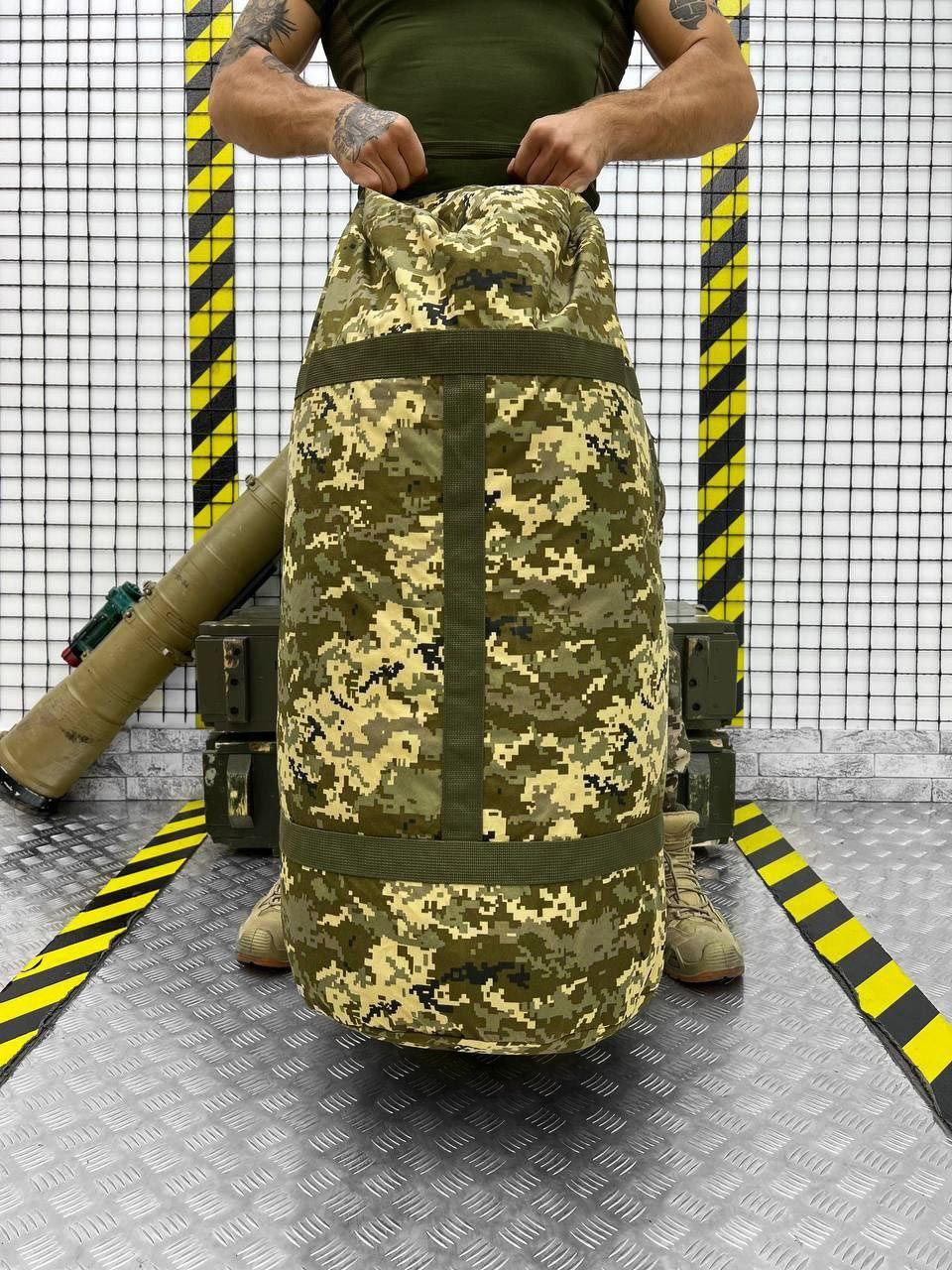 Тактический баул Kiborg 120 литров пиксель, армейский баул для транспортировки вещей водонепроницаемый - фото 4 - id-p2084555103