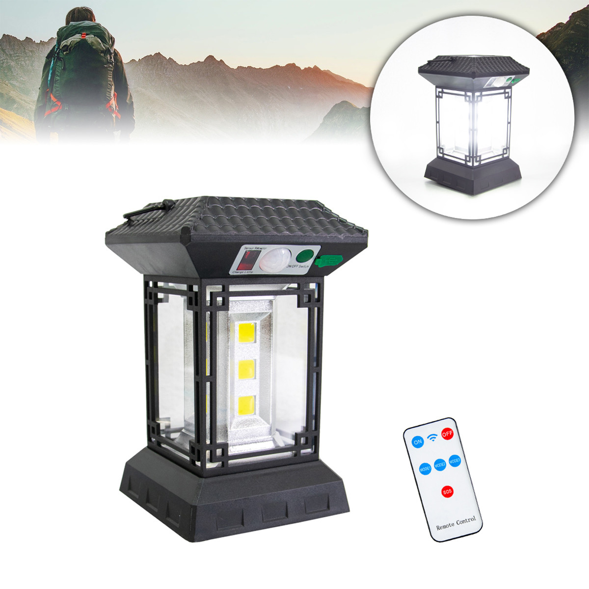 Кемпінговий ліхтар на сонячній батареї Solar Powered Lamp CL-T60 туристичний ліхтар з пультом