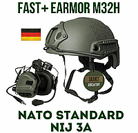 Комплект: Шлем FAST NIJ IIIA + Активные наушники Earmor М32H