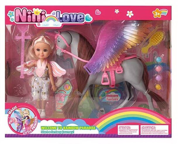 Ігровий набір для дівчинки Лялька з конячкою Пегасом і аксесуарами Nini Love