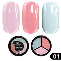 Гель краска для маникюра покрытия ногтей и дизайна solid color gel - 3 в 1 повышенной плотности 01